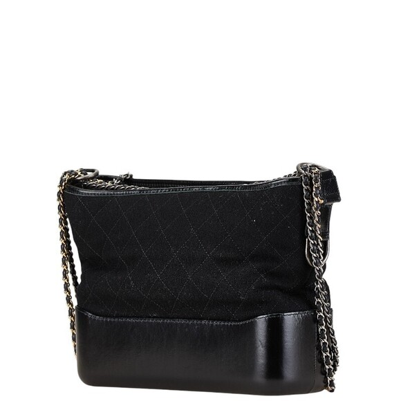 Chanel Gabriel Chain Shoulder Bag Black Felt Leather - Picture 2 of 9